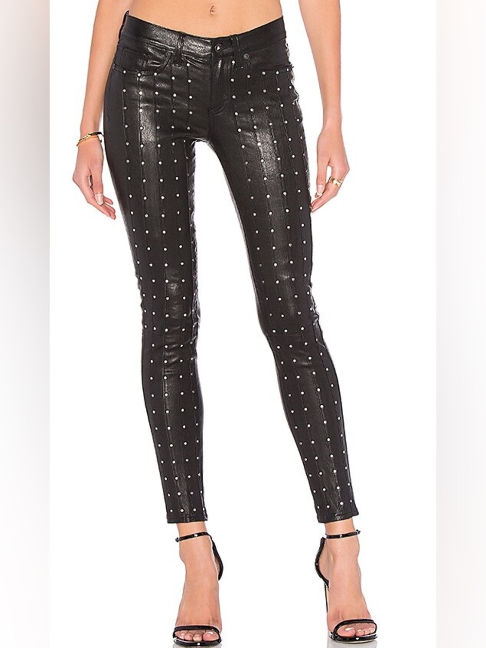 Rag & Bone Hyde Lamb Leather Pants in Black Leather Stud Sz 28 Bikercore